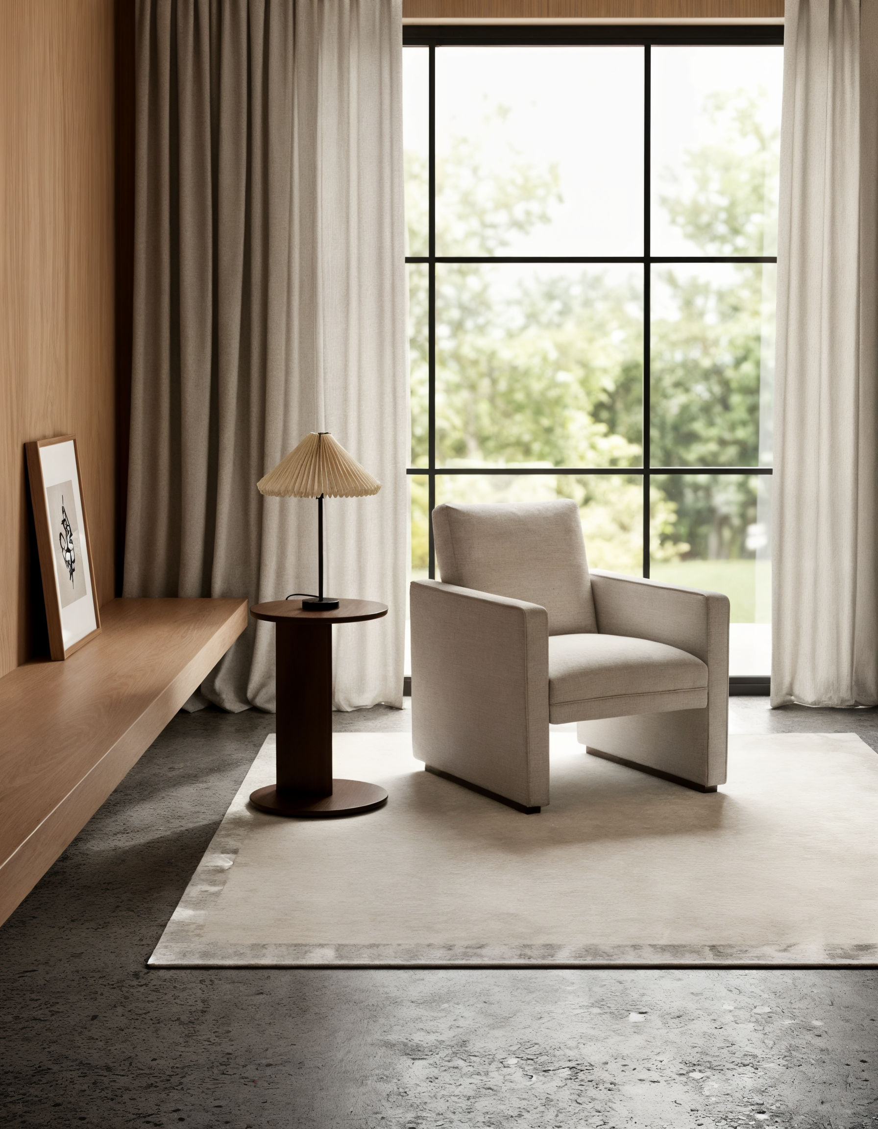 Fragment Wool & Silk Rug / White smoke