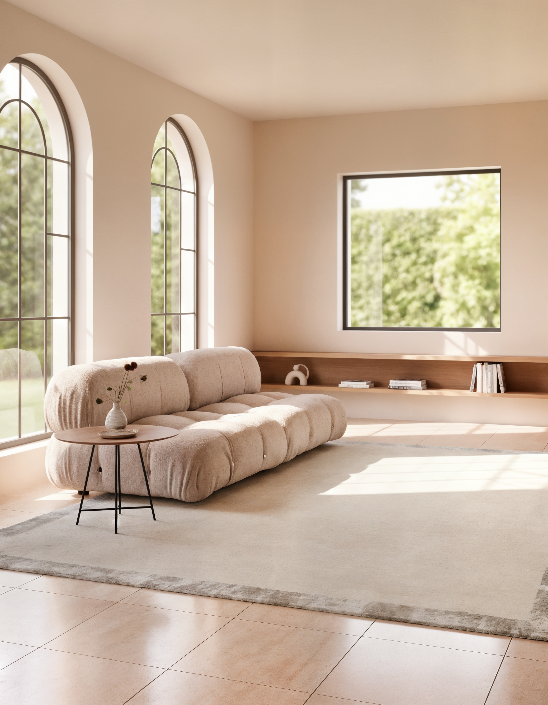 Fragment Wool & Silk Rug / White smoke