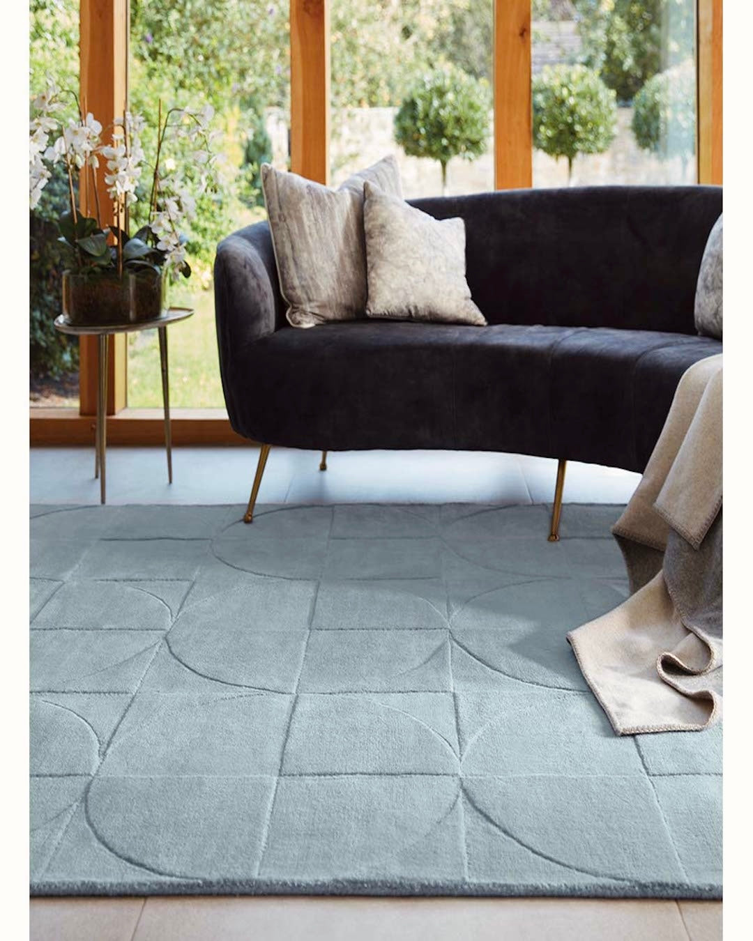 Round Square Rug / Steel Blue
