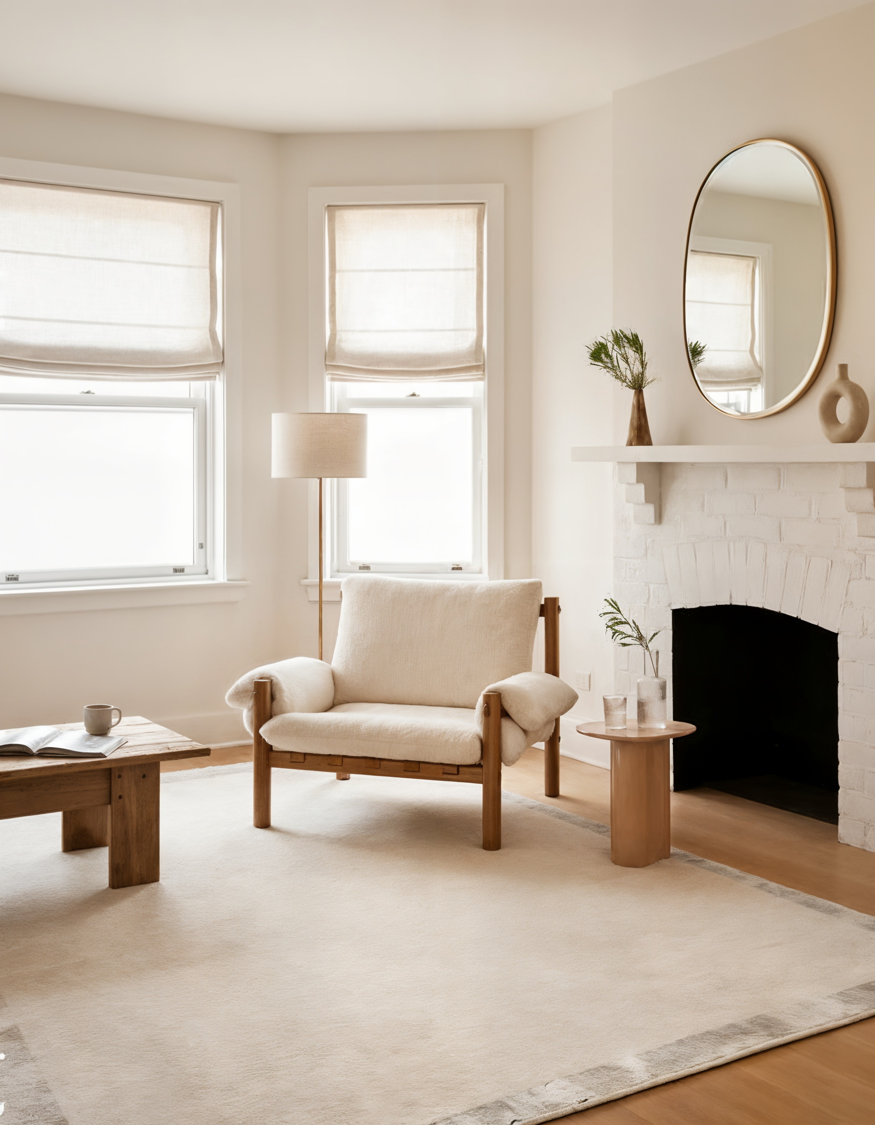 Fragment Wool & Silk Rug / White smoke